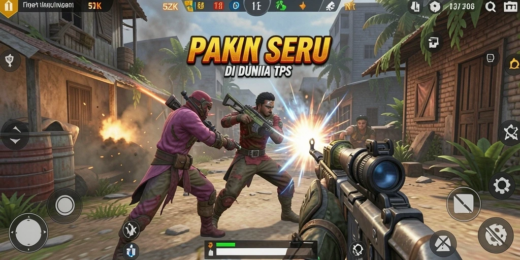 Screenshot gameplay 5ZK menampilkan aksi seru dalam pertempuran TPS.