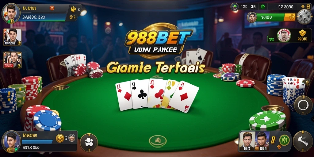 Tampilan gameplay poker yang dinamis dalam aplikasi 988BET.