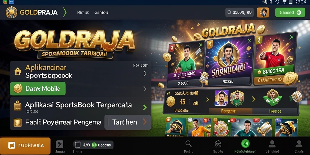 Tampilan interaktif aplikasi GOLDRAJA dengan berbagai pilihan taruhan olahraga.