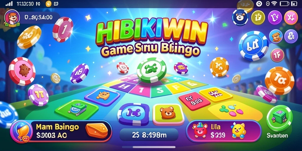Tampilan gameplay seru HIBIKIWIN dengan kartu Bingo yang dinamis.