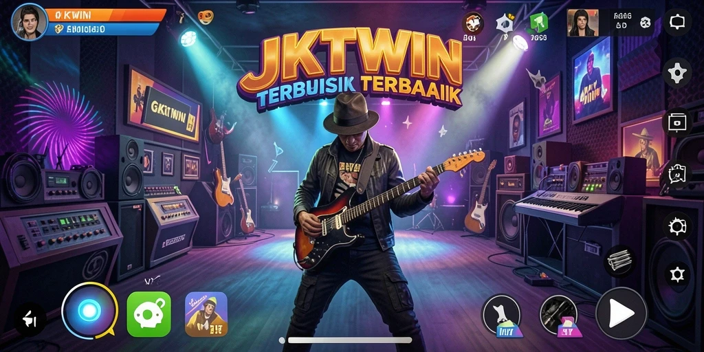 Tampilan gameplay <strong>JKTWIN</strong> yang menarik dengan berbagai tantangan musik.