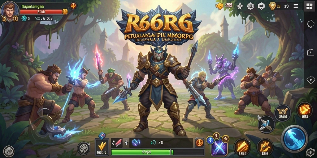 Screenshot utama R6R6 menampilkan aksi seru dalam permainan MMORPG.