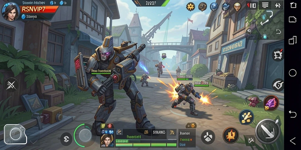 Screenshot gameplay RSNVIP7 menampilkan pertempuran strategis yang intens.