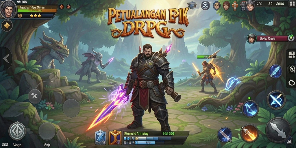 Tampilan gameplay VW108 yang menampilkan pertarungan epik dan eksplorasi dunia.