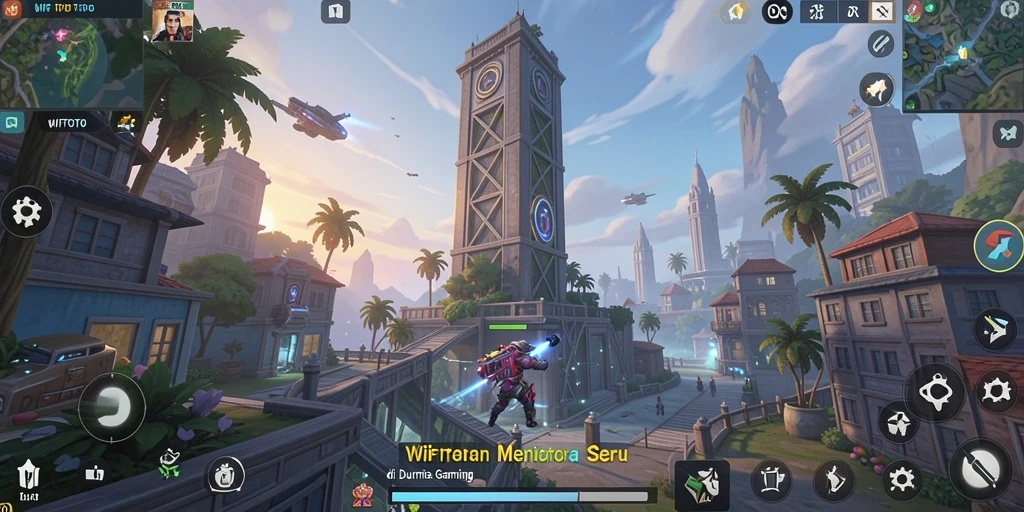 Tampilan gameplay WIFITOTO dengan menara pertahanan yang beragam